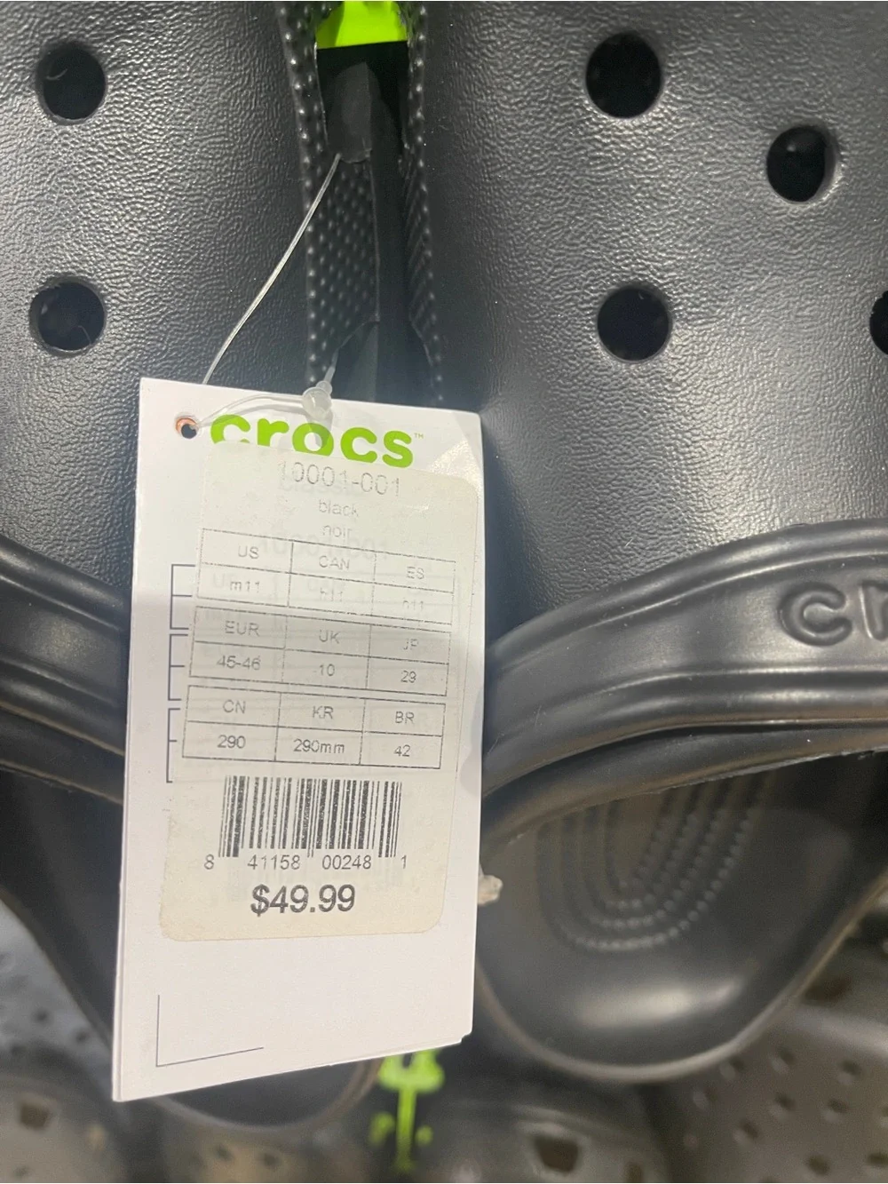 CROCS Classic Clog in Charcoal with Lime Accent